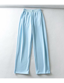 Fashion Fluorescent Blue Solid Color Pockets Heart Patch Wide Loose Straight-leg Pants