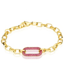 Fashion Gold Plated Red Zirconium Diamond Square Gold-plated Chain Square Bracelet