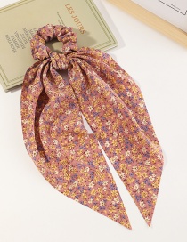Fashion Purple Elastic Bow-knot Printed Ribbon Large Intestine Loop Hair Rope