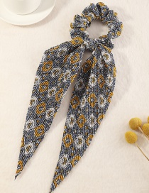 Fashion Blue Yellow Flower Print Swallowtail Ribbon Bow Tie