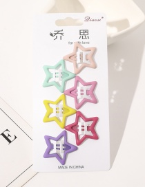 Fashion Five-pointed star hairpin set-frosted candy 6 colors Metal Paint Geometric Hollow Hairpin Set