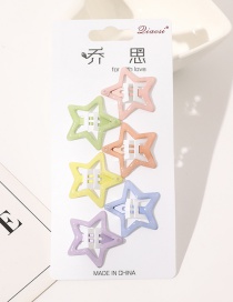 Fashion Five-pointed Star Hair Clip Set-Dripping Macaron 6 Colors Metal Paint Geometric Hollow Hairpin Set