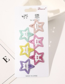 Fashion Five-pointed star hairpin set-dripping candy 6 colors Metal Paint Geometric Hollow Hairpin Set