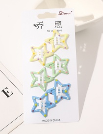 Fashion Five-pointed Star Hair Clip Set-Polka Dot Macaron (Yellow Green Blue) Metal Paint Geometric Hollow Hairpin Set