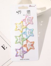 Fashion Five-pointed star hairpin set-polka dot macaron 6 colors Metal Paint Geometric Hollow Hairpin Set