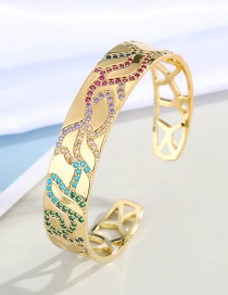 Fashion Colorful Zircon Bracelet Metal Adjustable Diamond Geometric Bracelet