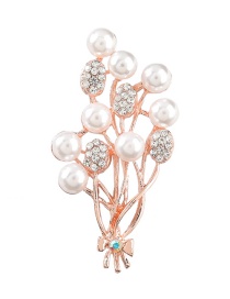 Fashion Eight Pearls Alloy Diamond Pearl Flower Brooch