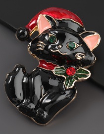 Fashion Black Cat Alloy Oil Drop Diamond Black Cat And White Cat Brooch