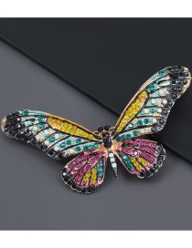 Fashion Dark Green Alloy Studded Butterfly Brooch