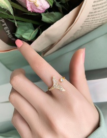 Fashion Golden Fishtail Diamond Alloy Open Ring