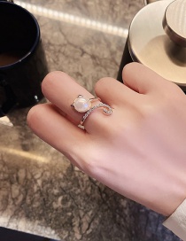 Fashion Golden Fox Ring Diamond Opal Geometric Alloy Open Ring