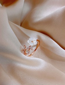 Fashion Shell Flower Ring Diamond Opal Geometric Alloy Open Ring