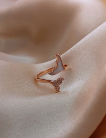 Fashion Double Fish Tail Ring Diamond Opal Geometric Alloy Open Ring