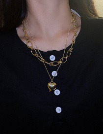 Fashion Golden Love Pendant Alloy Double Necklace