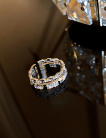 Fashion Silver Hollow Diamond Wide Open Ring