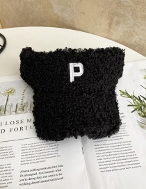 Fashion Black Lamb Wool Letter Embroidery Empty Top Hat
