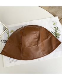 Fashion Brown Elastic Adjustment Solid Color Fisherman Hat