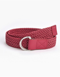 Fashion Red Double Loop Buckle Wax Rope Braided Alloy Belt