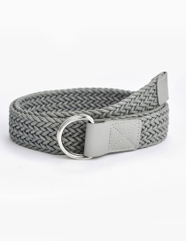 Fashion Gray Double Buckle Wax Rope Braided Alloy Belt