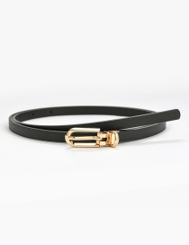 Fashion Black Pin Buckle Pu Dress Thin Belt