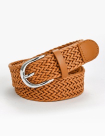 Fashion Camel Alloy Belt With Twist Wax Rope Pin Buckle