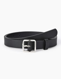 Fashion Black Alloy Belt With Japanese Buckle Toothpick Pattern