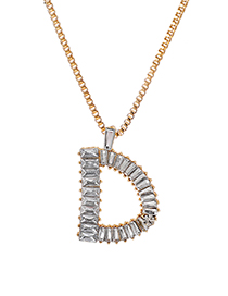 Fashion D Alloy Diamond Letter Necklace