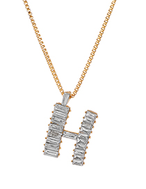 Fashion H Alloy Diamond Letter Necklace