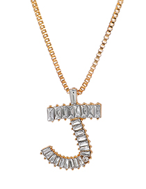 Fashion J Alloy Diamond Letter Necklace