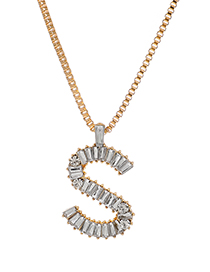 Fashion S Alloy Diamond Letter Necklace