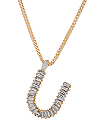 Fashion U Alloy Diamond Letter Necklace