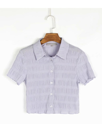 Fashion Purple Check Print Lapel Single-breasted Shirt
