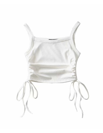 Fashion White Solid Color Side Drawstring Camisole