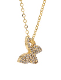 Fashion Golden Copper Inlaid Zircon Butterfly Necklace