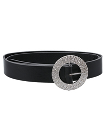 Fashion Round Silver Suede Geometric Diamond-studded Alloy Belt