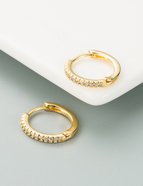 Fashion White Zirconium Gold-plated Brass Hoop Earrings With Micro Inlaid Zircons