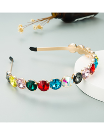 Fashion Color Metal Round Hair Band With Glass Diamond Claw Chain