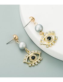 Fashion Gray Eye Diamond Pearl Alloy Earrings