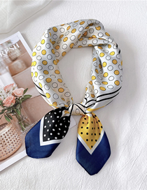 Fashion Double Color Wave Point Yellow Black Striped Print Contrasting Geometric Small Square Scarf