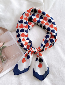 Fashion Two-color Love Navy Blue Love Print Contrast Color Geometric Small Square Scarf