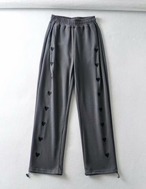 Fashion Dark Gray Loose Embroidered Loose Straight-leg Pants