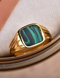 Fashion Number 6 Emerald Square Natural Malachite Ring