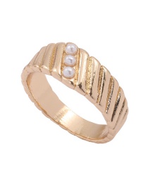 Fashion Number 8 Pearl Stripe Alloy Round Ring