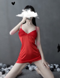 Fashion Red Lace Sling Breast Milk Plus Size Nightdress