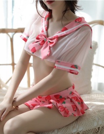 Fashion Pink Strawberry Uniform Hollow Underwear Set