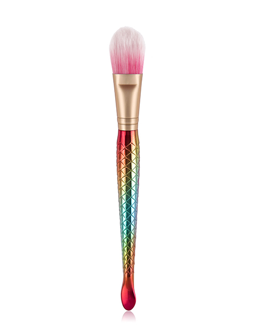Fashion Colorful Single Mermaid Glue Handle Nylon Hair Foundation Makeup Brush