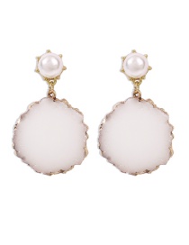 Fashion White Alloy Resin Pearl Geometric Stud Earrings