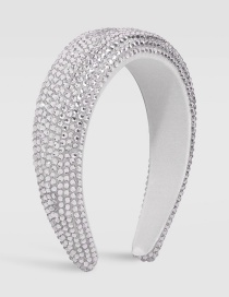 Fashion White Sponge Diamond Broad-brimmed Solid Color Hair Band