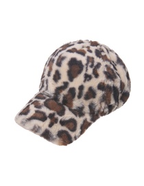 Fashion Beige Leopard Print Faux Rabbit Fur Cap