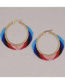 Fashion Color Mixing Rice Beads Round Handmade Woven Beaded Earrings